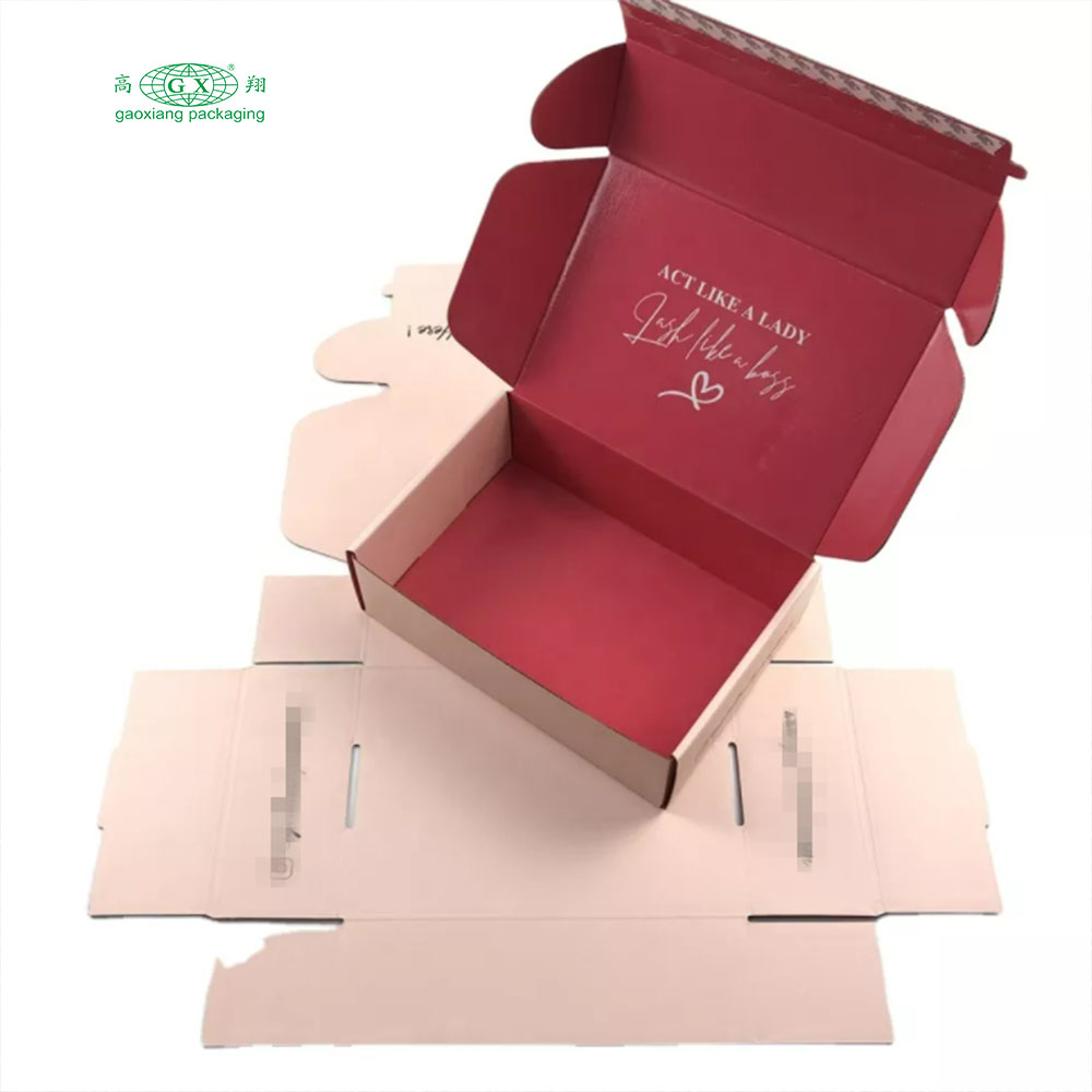Vlastné logo farebný vlnitý papier ružové kozmetické balenie mihalníc poštová prepravná škatuľka personalizované krabice